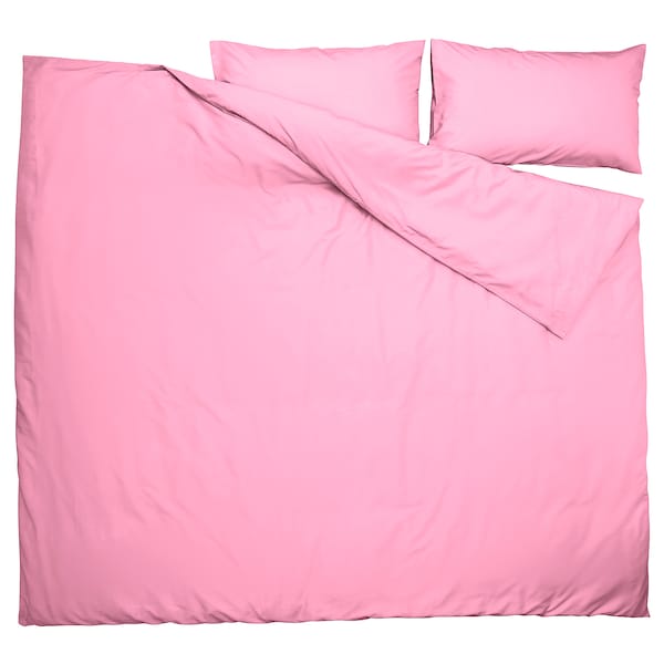 PILTANDVINGE - Duvet cover and 2 pillowcases, light pink, 240x220/50x80 cm