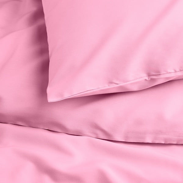 PILTANDVINGE - Duvet cover and 2 pillowcases, light pink, 240x220/50x80 cm