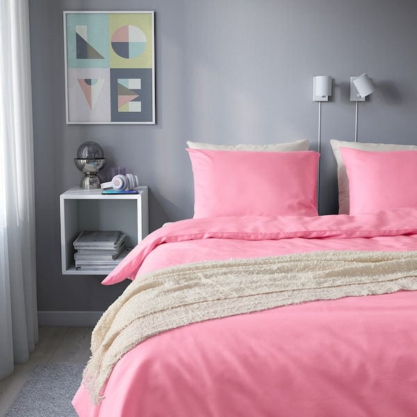 Ikea PILTANDVINGE - Duvet cover and 2 pillowcases, light pink, 240x220/50x80 cm