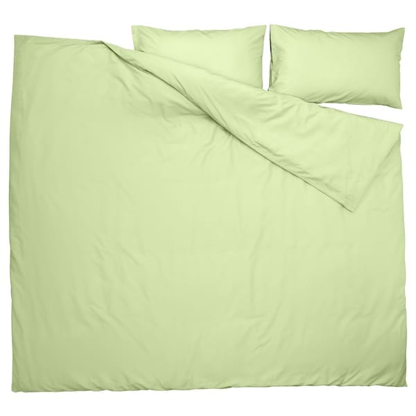 PILTANDVINGE - Duvet cover and 2 pillowcases, light green, 240x220/50x80 cm