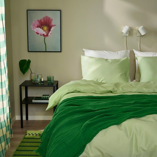 Ikea PILTANDVINGE - Duvet cover and 2 pillowcases, light green, 240x220/50x80 cm