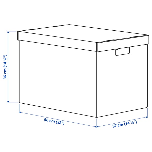 PINGLA box with lid, black/natural, 56x37x36 cm, 2 pack