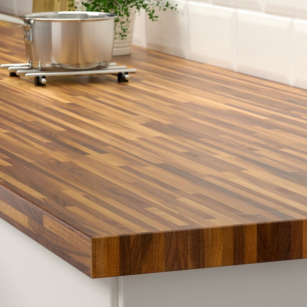 PINNARP - Custom made worktop, walnut/veneer, 30-45x3.8 cm