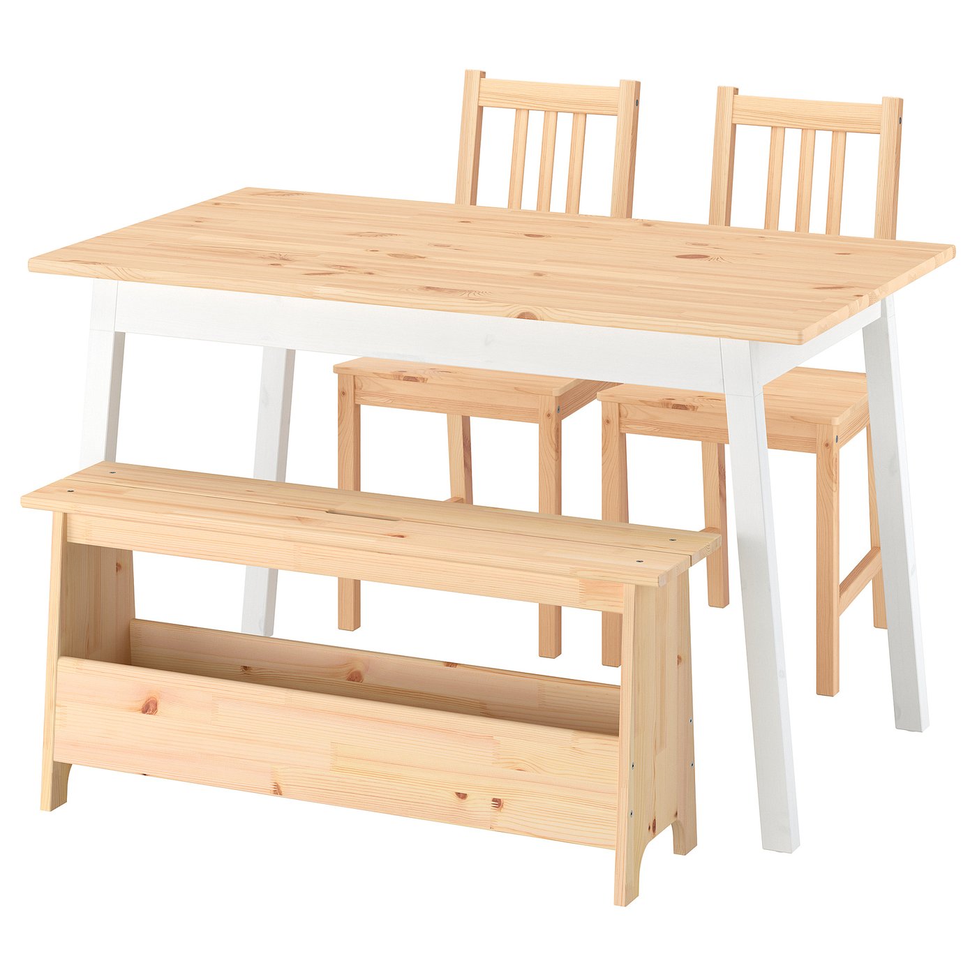 PINNTORP / PERJOHAN table with 2 chairs and bench, 125 cm