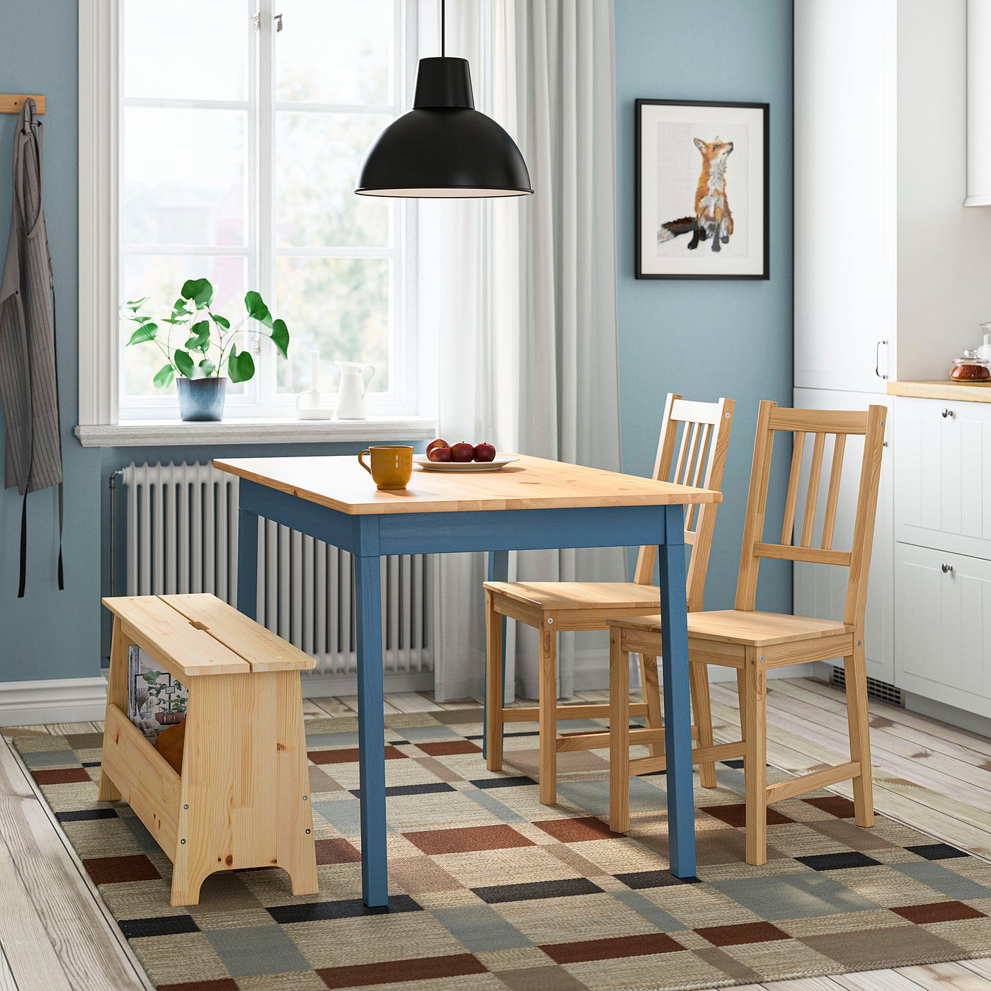 PINNTORP / PERJOHAN table with 2 chairs and bench, 125 cm