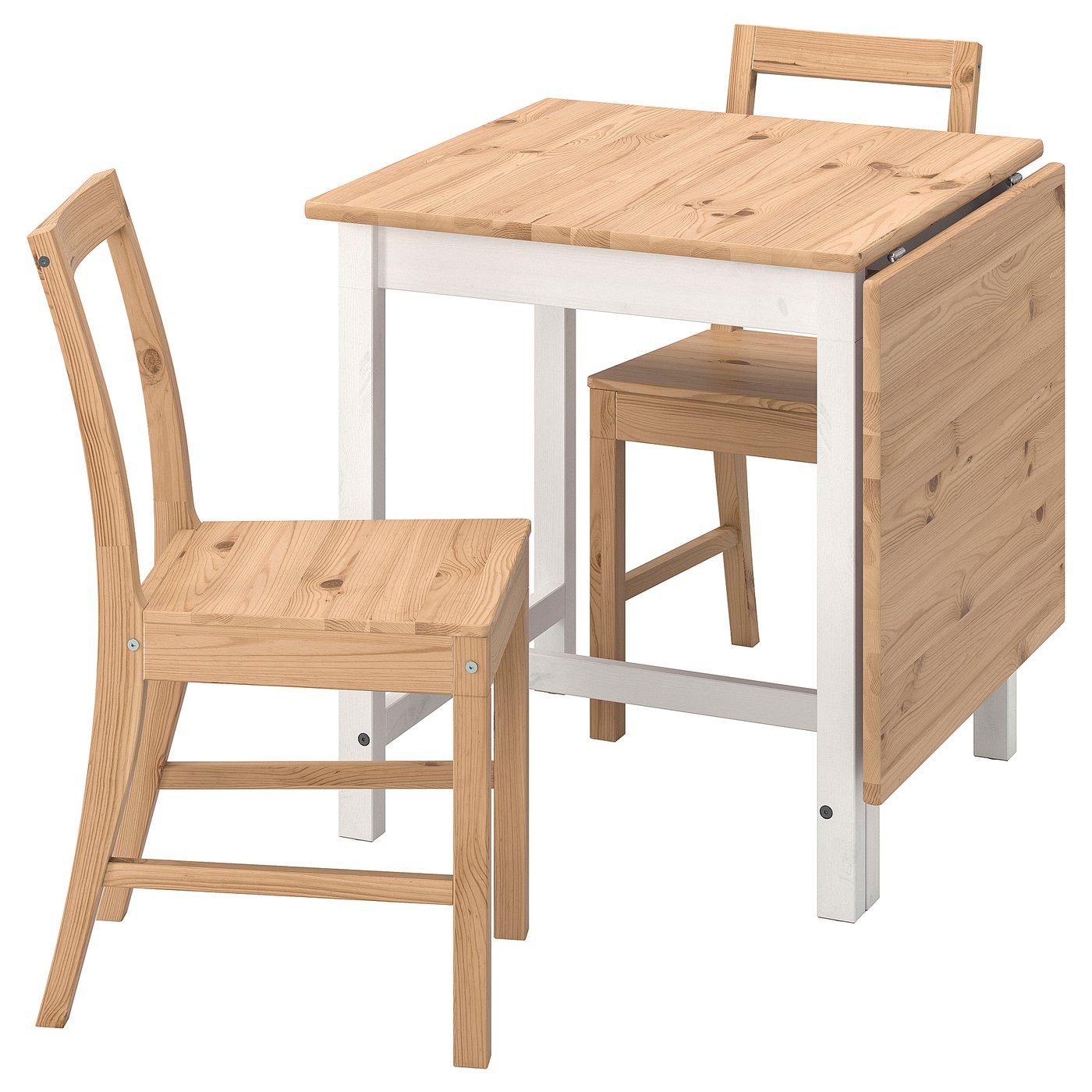 PINNTORP / PINNTORP table and 2 chairs, light brown stained white stained/light brown stained