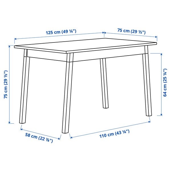 Ikea PINNTORP / PINNTORP - Table and 4 chairs, light brown mordant/red mordant,125 cm