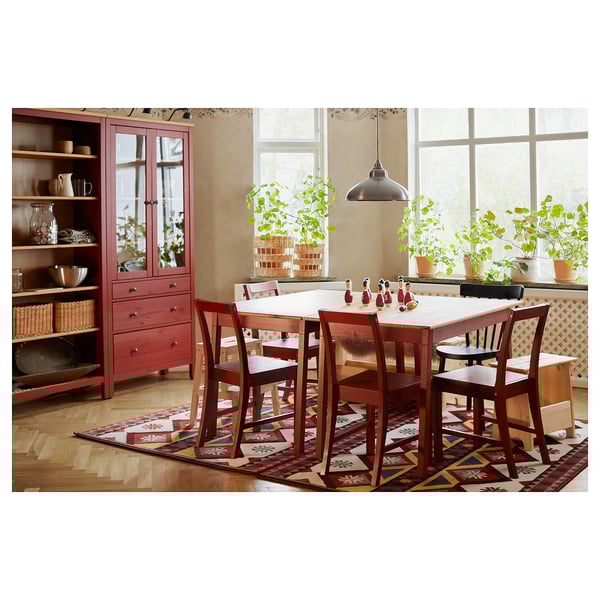 PINNTORP / PINNTORP table and 4 chairs, light brown stained red stained/red stained, 125 cm