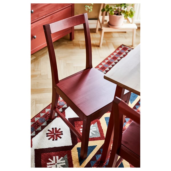 PINNTORP / PINNTORP - PINNTORP / PINNTORP Table and 4 chairs, light brown stained red stained/red stained, 125 cm