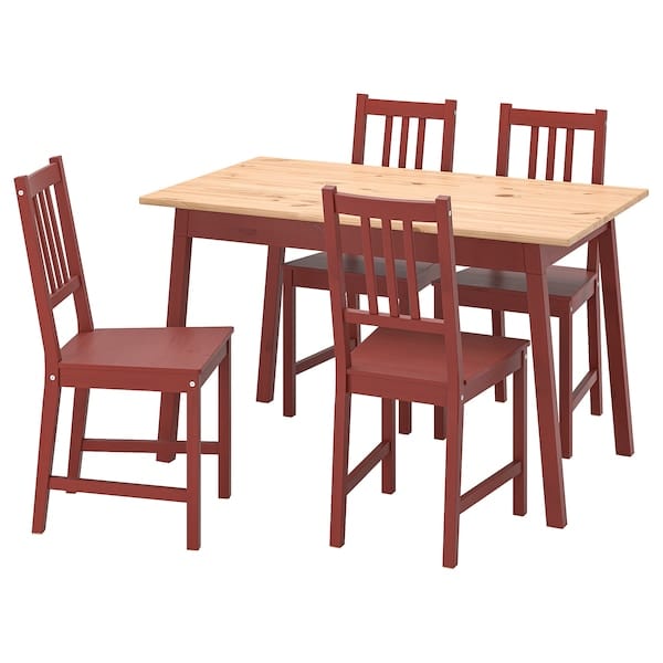 Ikea PINNTORP / PINNTORP - Table and 4 chairs, light brown mordant/red mordant,125 cm