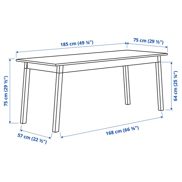 PINNTORP / PINNTORP - Table and 6 chairs, stained light brown/white stain,185 cm