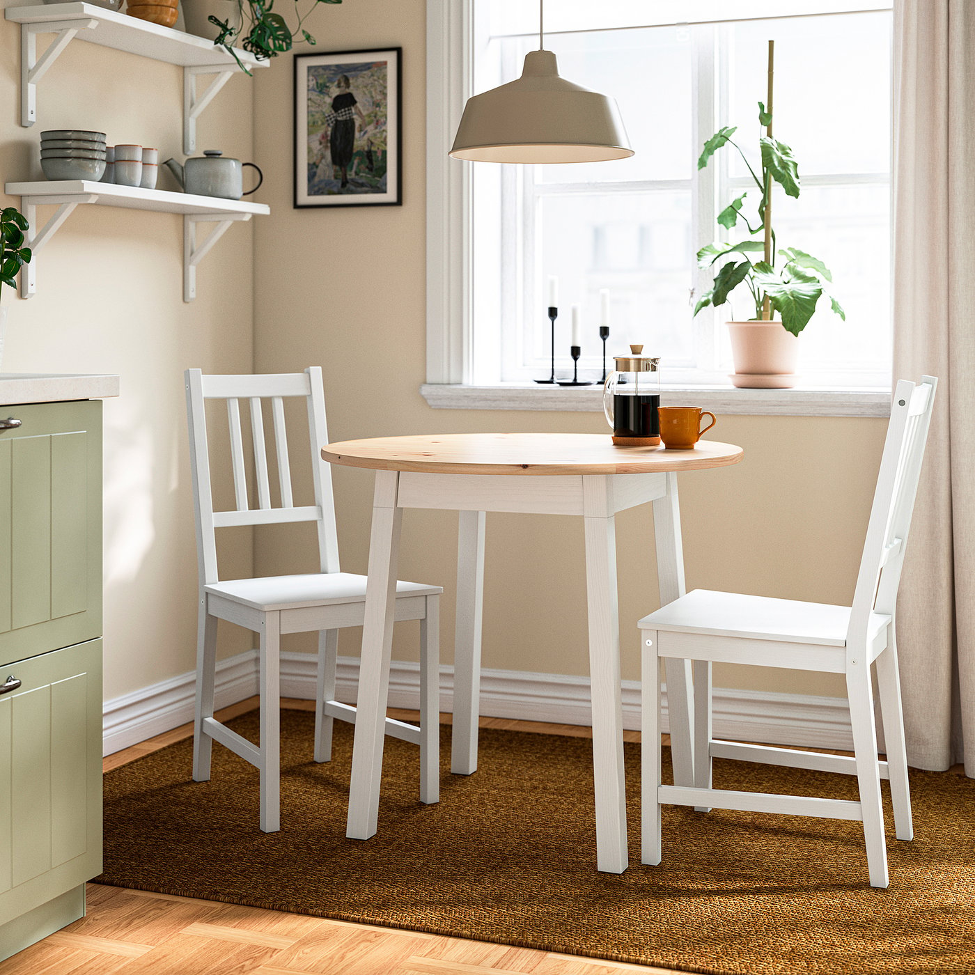 PINNTORP chair, white stained/pine, 42x90x49 cm
