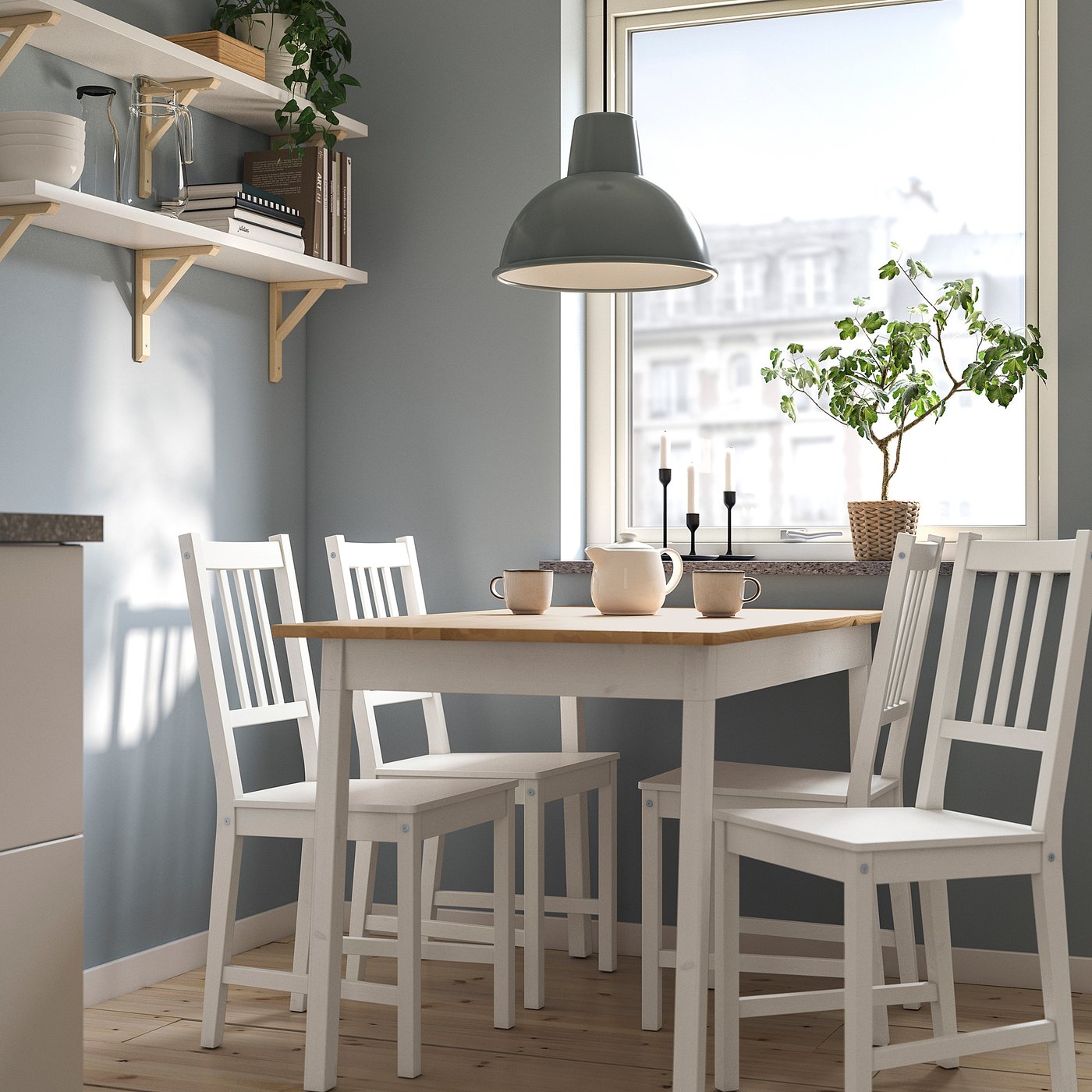 PINNTORP chair, white stained/pine, 42x90x49 cm