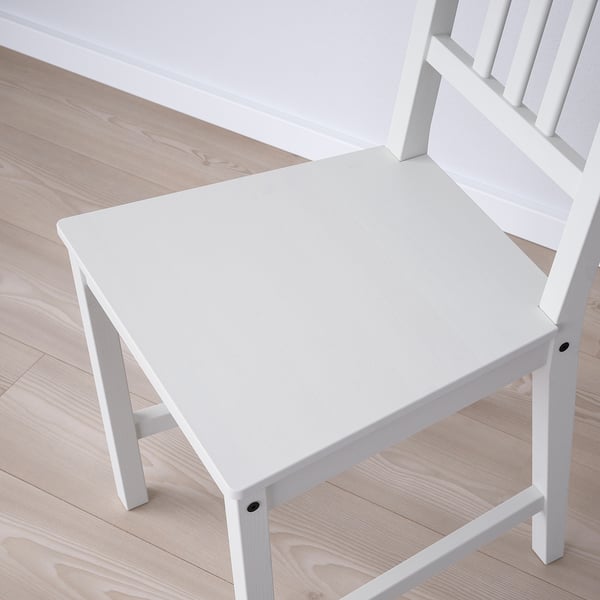 PINNTORP / STEFAN table and 2 chairs, light brown stained white stained/white, 67/124 cm