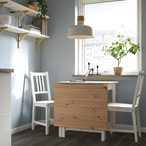 PINNTORP / STEFAN - PINNTORP / STEFAN Table and 2 chairs, light brown stained white stained/white, 67/124 cm