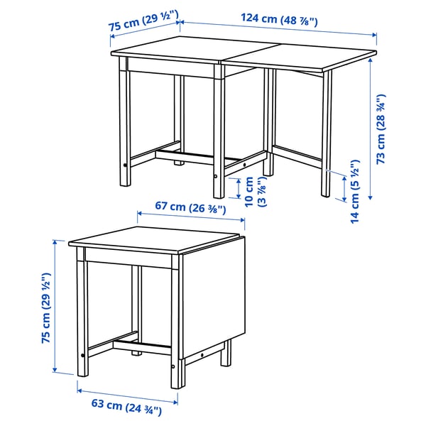 PINNTORP / STEFAN table and 4 chairs, light brown stained white stained/white, 67/124 cm