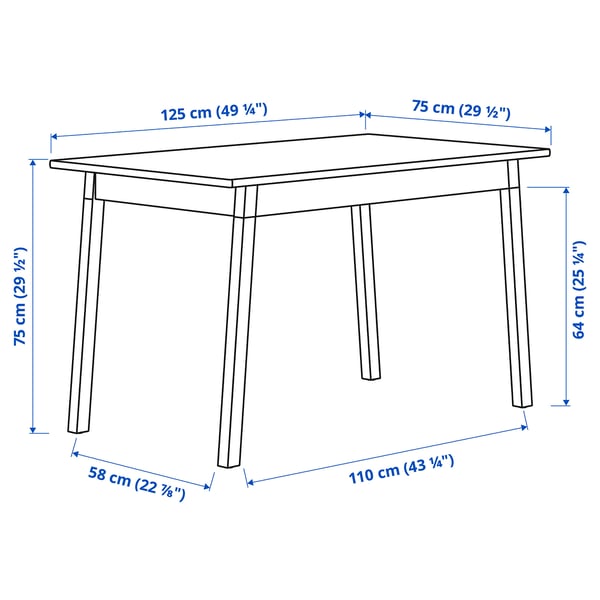 PINNTORP / STEFAN table and 4 chairs, light brown stained white stained/white, 125 cm