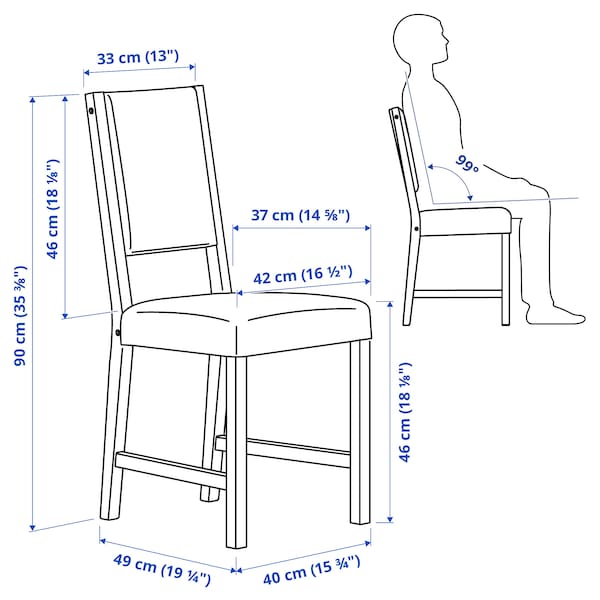 PINNTORP / STEFAN - Table and 4 chairs, light brown stained red stained/white, 125 cm