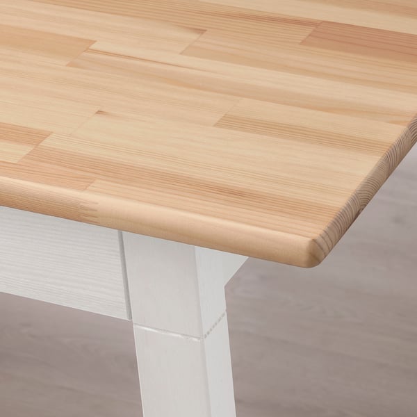 PINNTORP table, light brown stained/white stained, 125x75 cm