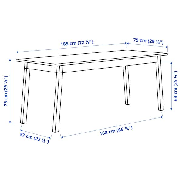 PINNTORP - Table, light brown stain/white stain, 185x75 cm ,