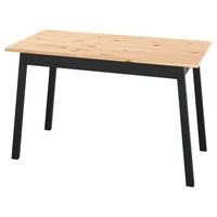 PINNTORP table, light brown stained/black stained pine, 125x75 cm