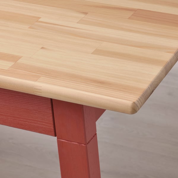 PINNTORP table, light brown stained/red stained, 125x75 cm