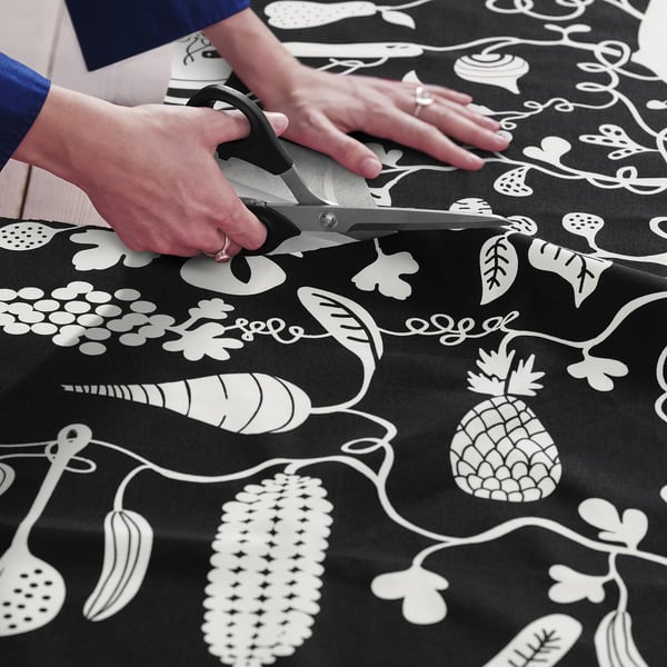 PIPDÅN - PIPDÅN Pre-cut fabric, black/white, 150x300 cm