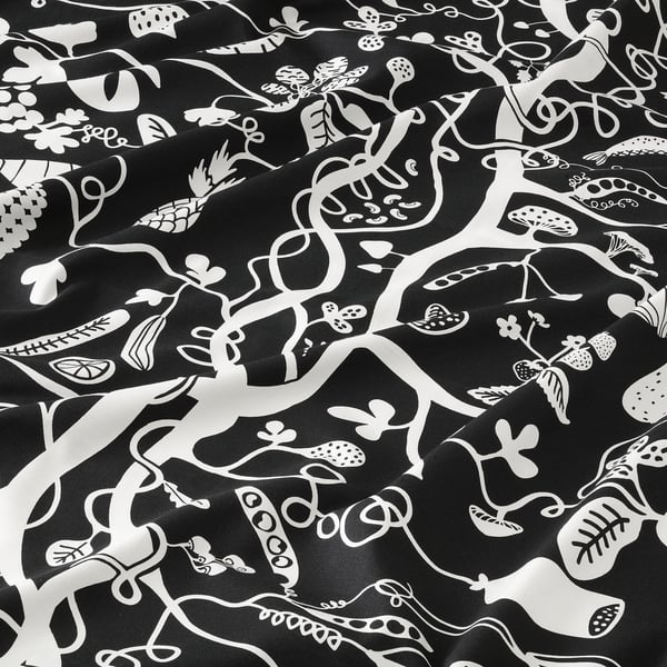 PIPDÅN - PIPDÅN Pre-cut fabric, black/white, 150x300 cm