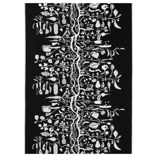 PIPDÅN - PIPDÅN Pre-cut fabric, black/white, 150x300 cm