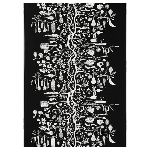 PIPDÅN - PIPDÅN Pre-cut fabric, black/white, 150x300 cm