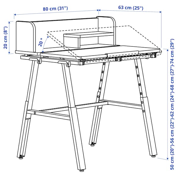 Ikea PIPLÄRKA - Desk, tiltable, 80x63 cm