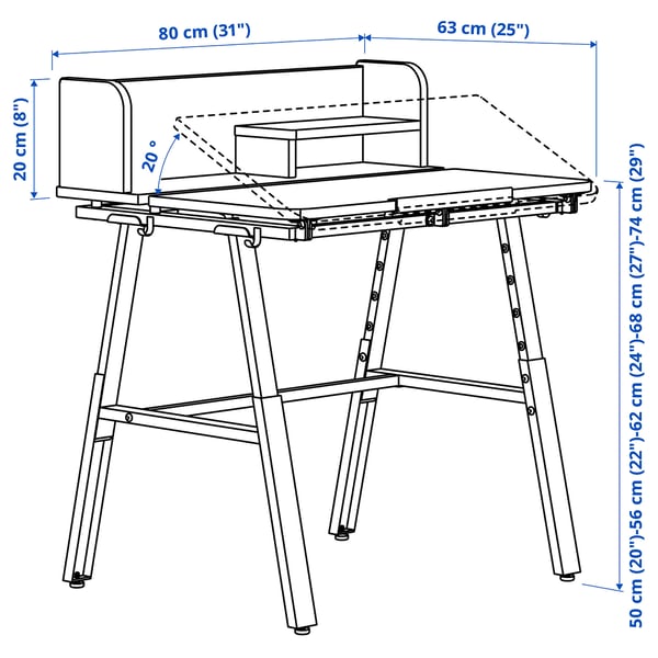 PIPLÄRKA desk, tiltable, 80x63 cm