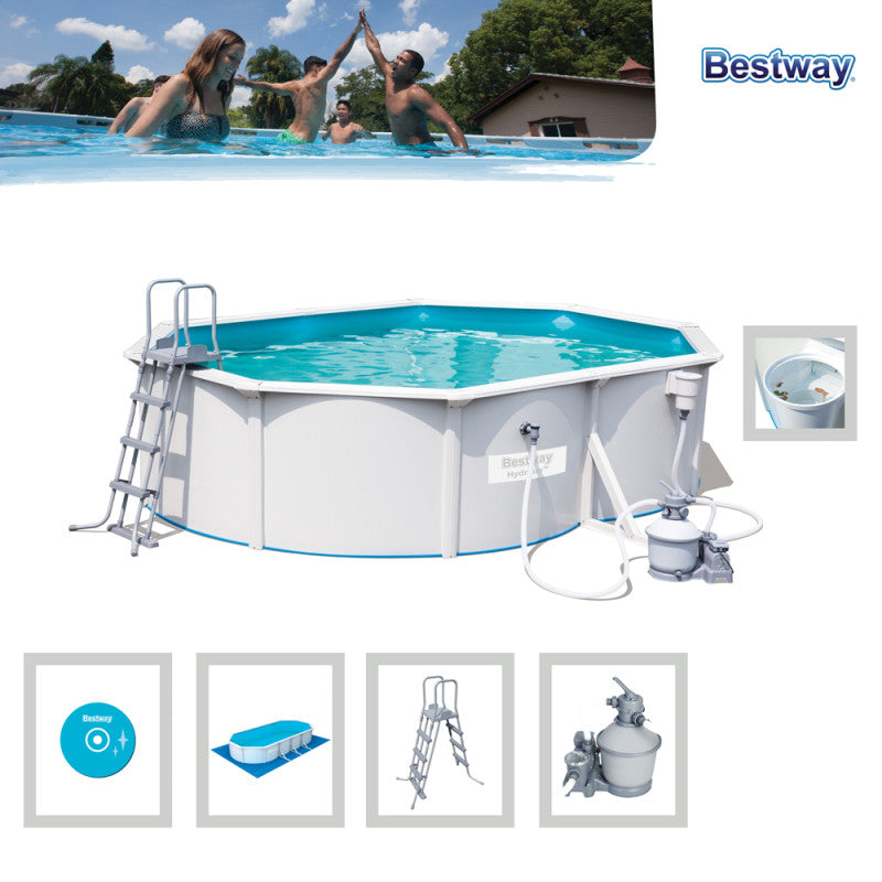 HYDRIUM POOL WOOD OVAL 5X3,60X1,20M SAND FILTER COVER AND BASE MAT