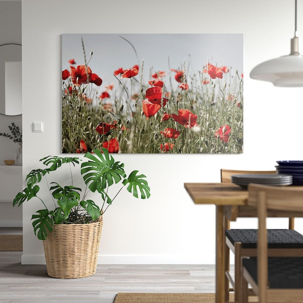 PJÄTTERYD - Canvas, red Wild flowers,118x78 cm