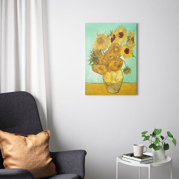 PJÄTTERYD picture, Vase With Twelve Sunflowers, 70x100 cm