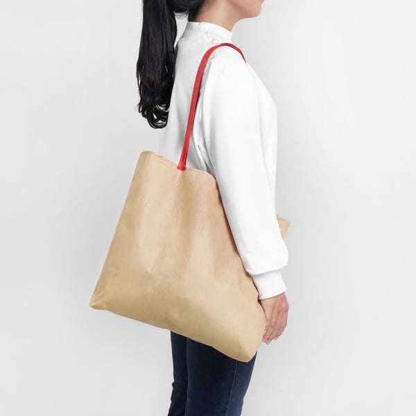 PLANTERING carrier bag, light brown/red, 45x36 cm