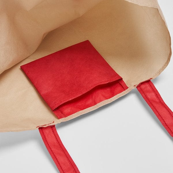 Ikea PLANTERING - Carrier bag, light brown/red, , 45x36 cm