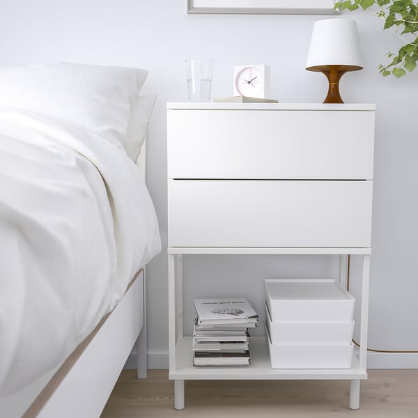 PLATSA chest of 2 drawers, white/Fonnes, 60x42x93 cm