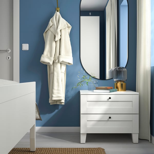 PLATSA chest of 2 drawers, white/Sannidal white, 60x57x53 cm