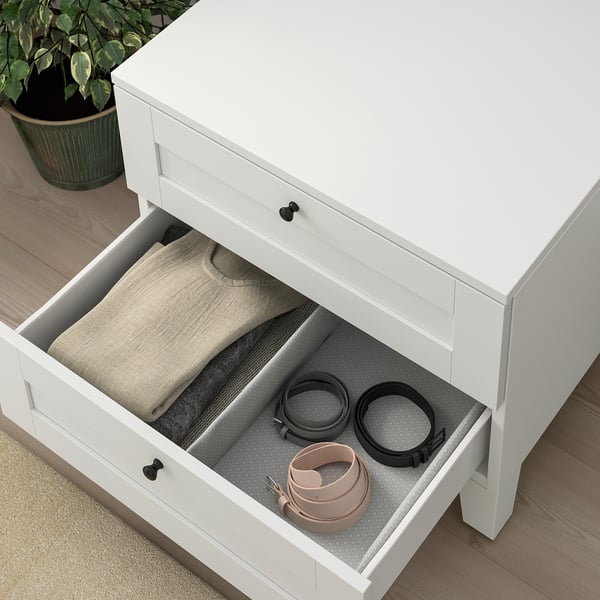 PLATSA chest of 2 drawers, white/Sannidal white, 60x57x53 cm