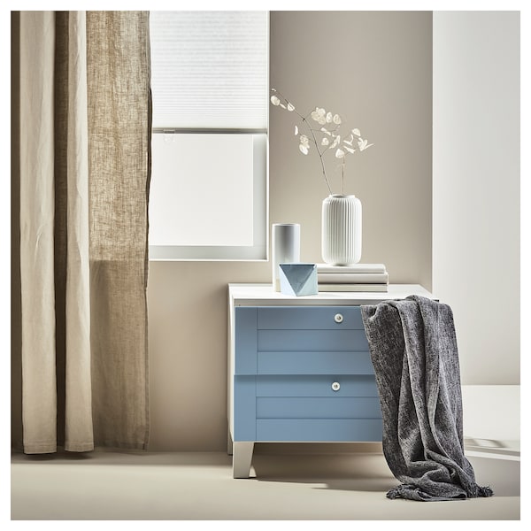 PLATSA chest of 2 drawers, white/Sannidal blue, 60x57x53 cm