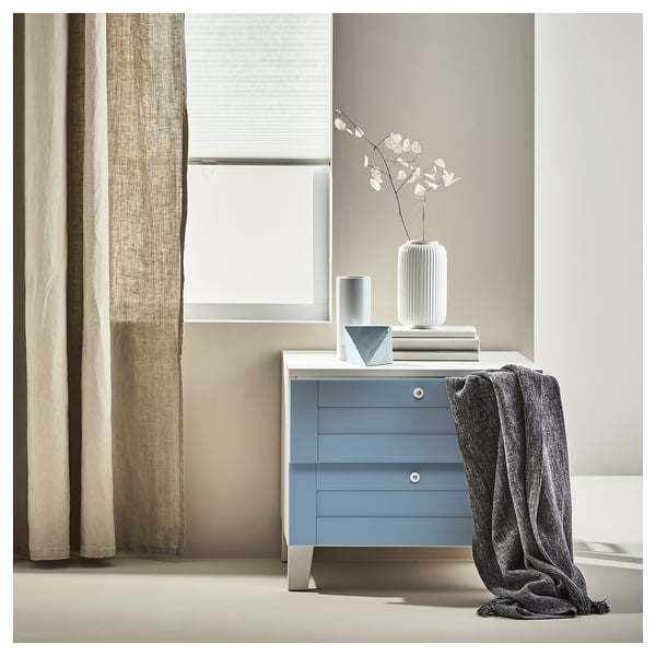 PLATSA chest of 2 drawers, white/Sannidal blue, 60x57x53 cm