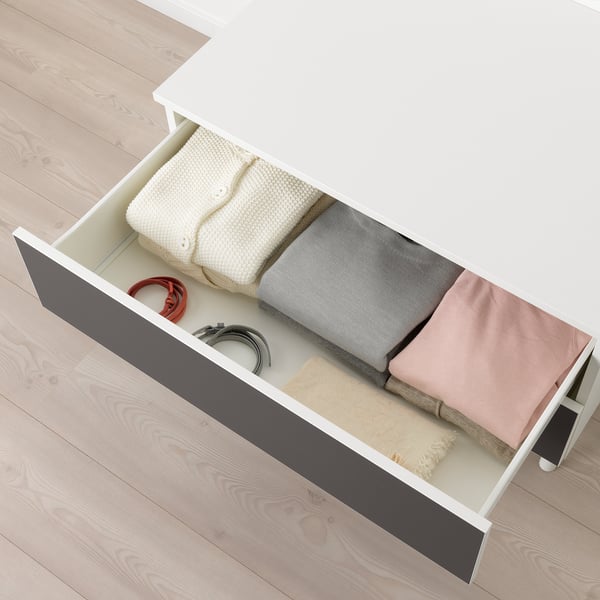 PLATSA chest of 2 drawers, white/Skatval dark grey, 80x57x53 cm