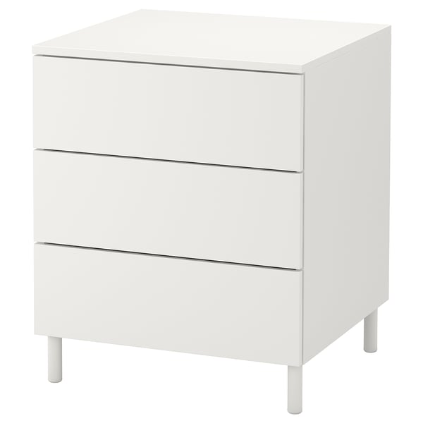PLATSA chest of 3 drawers, white/Fonnes white, 60x57x73 cm