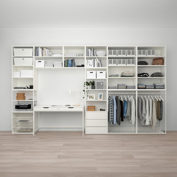 PLATSA - Storage comb w 6 doors+3 drawers, white/Fonnes white, 420x42x241 cm