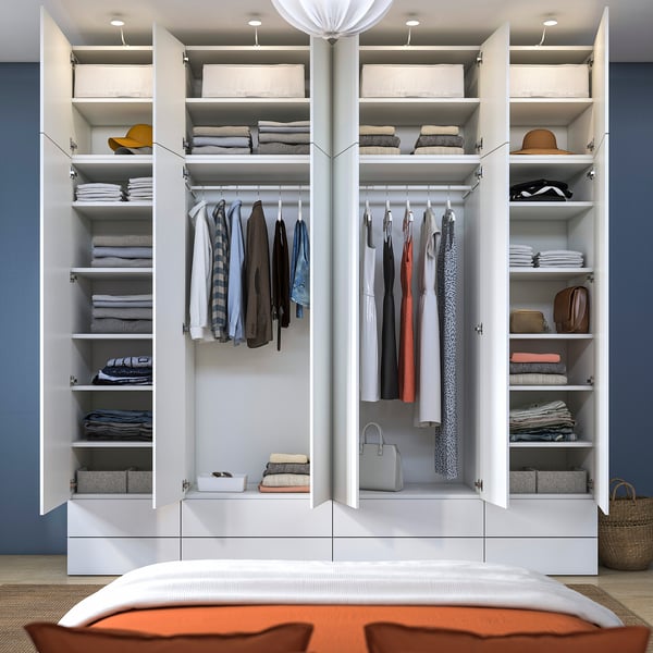 PLATSA - Wardrobe combination, white/FONNES white, 280x57x281 cm
