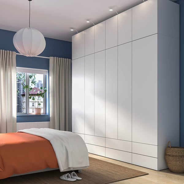 PLATSA - Wardrobe combination, white/FONNES white, 280x57x281 cm