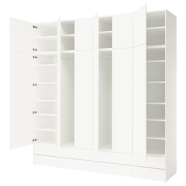 PLATSA - Wardrobe combination, white/FONNES white, 280x57x281 cm