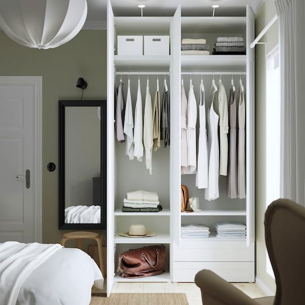 Ikea PLATSA - Wardrobe combination, white/Sannidal white, 140x57x261 cm