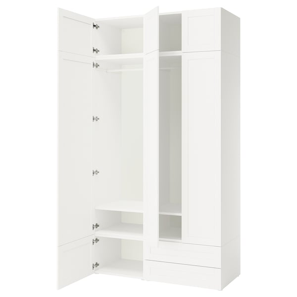 PLATSA wardrobe combination, white/Sannidal white, 140x57x261 cm